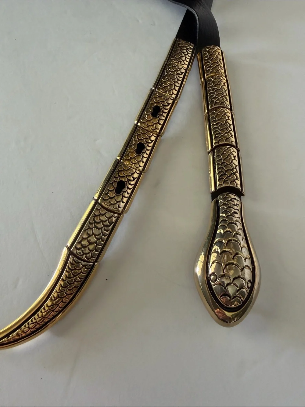 Vintage Brass and Leather adjustable belt Retro Goth